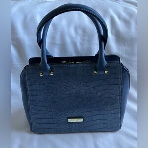 VINTAGE London Fog Blue Croc-Embossed Bag with Crossbody Strap NWOT